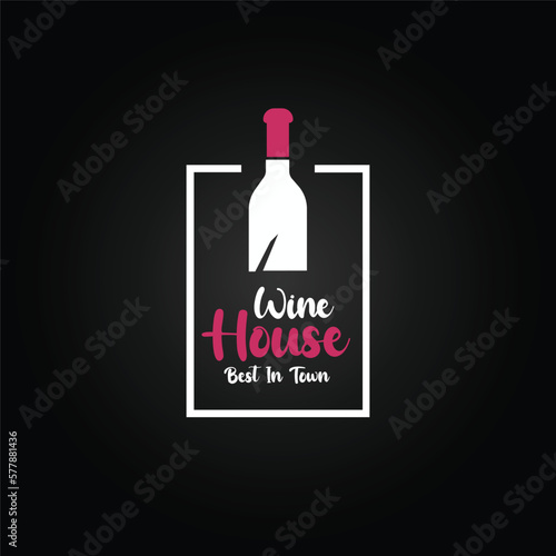 Fotografie, Obraz Wine bottle logo Winehouse icon