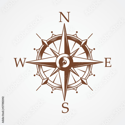 Compass wind rose hand drawn vector design element