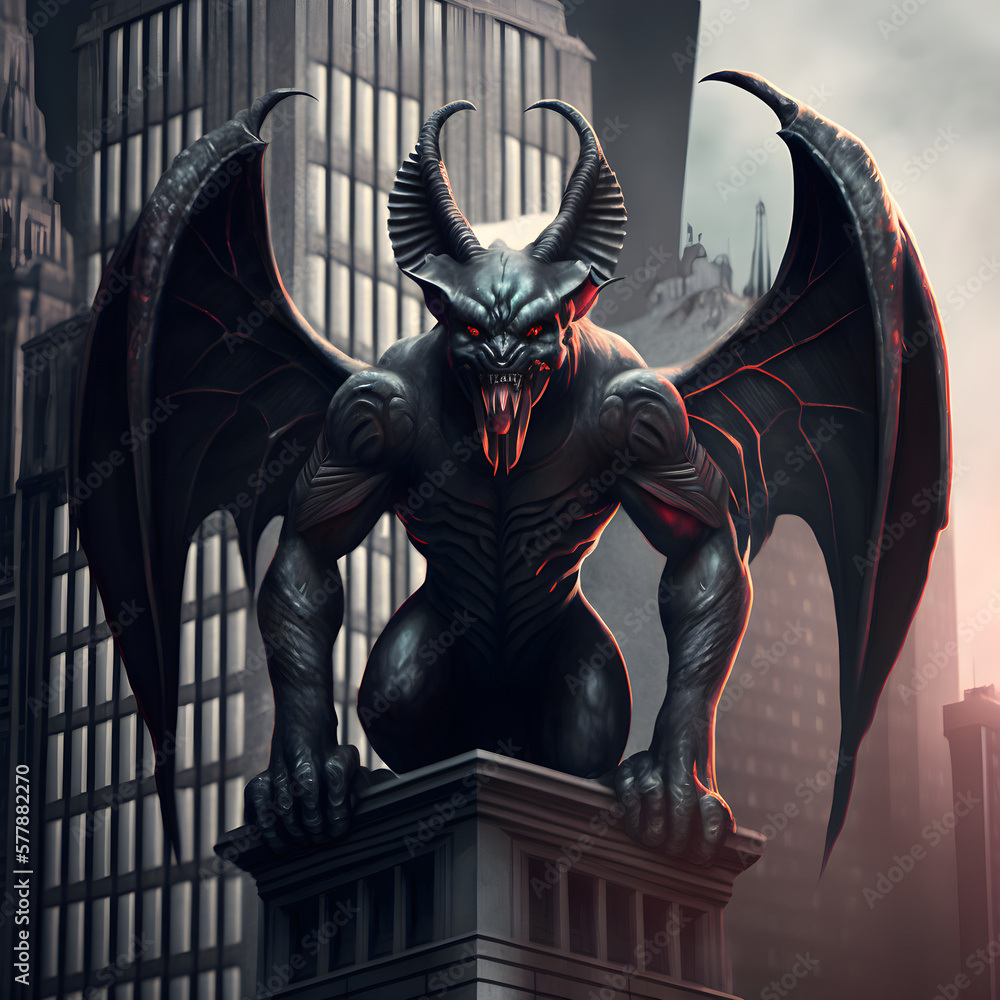 Gargoyle, Gothic Mythical Gargoyle Statue, Medieval Architecture Gargoyle Decoration, Scary