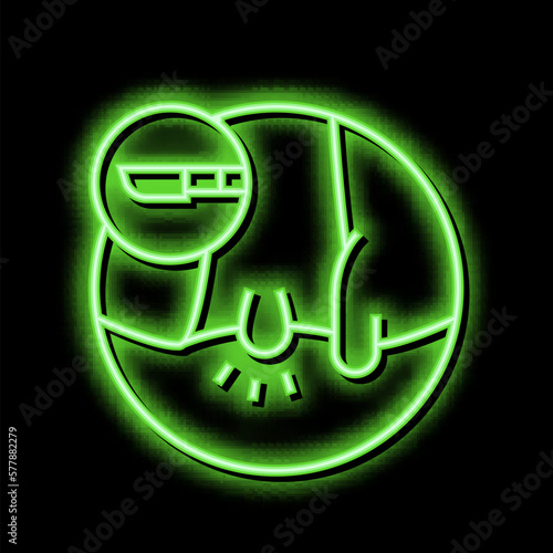 hemorrhoids disease neon glow icon illustration