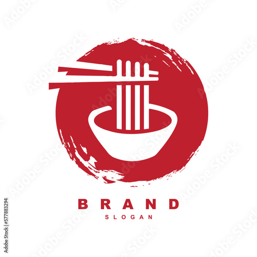 Ramen menu logo template with bowl . Asian food logo vector
