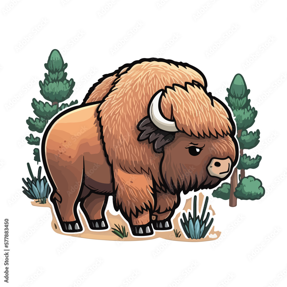 Fototapeta premium cute bison cartoon style