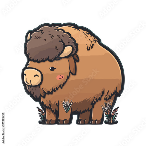 cute bison cartoon style