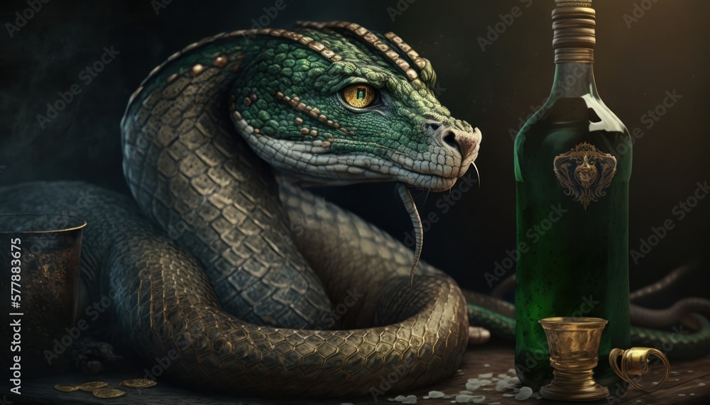 Fototapeta premium Beautiful Saint Patrick's Day Parade Celebrating Cute Creatures and Nature: Animal King Cobra Cinematic in Festive Green Attire Celebration of Irish Culture and Happiness (generative AI)