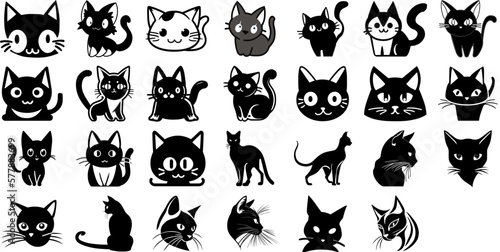 Cat kitten cute silhouette set 01