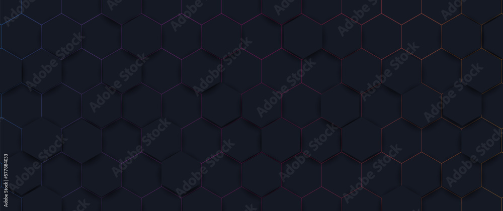 Abstract dark hexagon and colorful lines with science and digital, futuristic, technology concept background. Vector illustration Abstract dark hexagon and colorful lines with science and digital, futuristic, technology concept background. Vector illustration