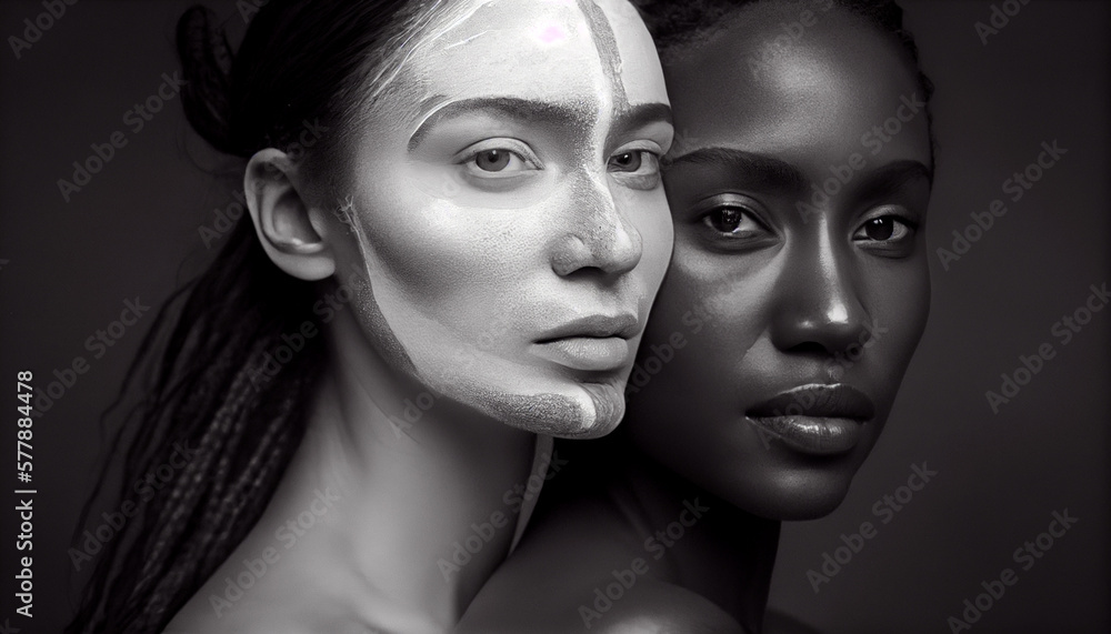 Lesbian, Beauty woman, Lesbian activist for lgbtq rights, rainbow flag, queers diverse people of lesbian community, by generative AI Lesbian, Beauty woman, Lesbian activist for lgbtq rights, rainbow flag, queers diverse people of lesbian community, by generative AI