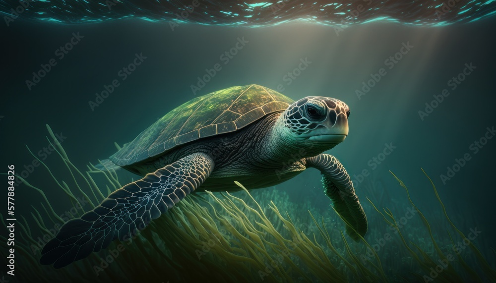 Obraz premium Beautiful Saint Patrick's Day Parade Celebrating Cute Creatures and Nature: Animal sea turtle Cinematic in Festive Green Attire Celebration of Irish Culture and Happiness (generative AI)