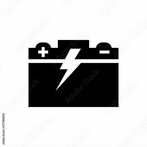 Accu battery icon from design vector template with electrical and plus minus symbol.