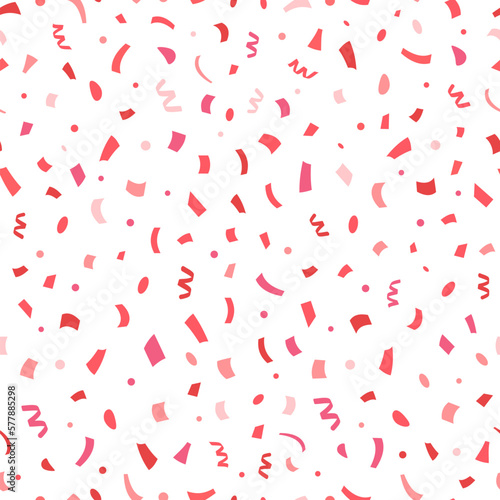 Seamless pattern with pink confetti on white background