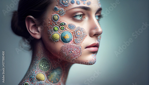 Cosmetic, skin care, Skin repair microbiome illustration vector, skin treatment graphic by generative AI photo