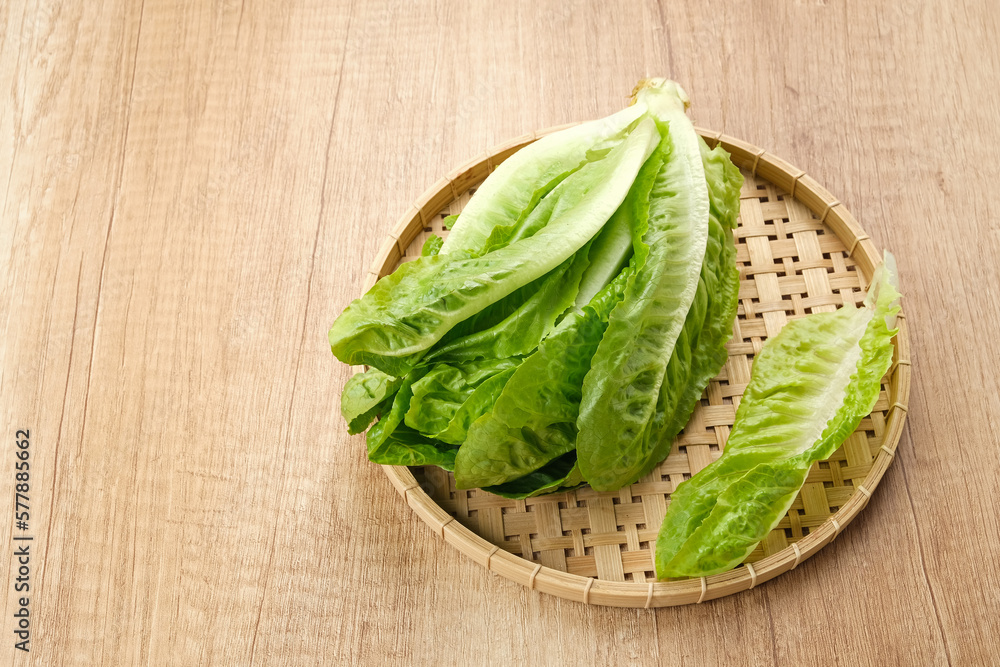 Fresh green romaine lettuce on a wooden background
Fresh green romaine lettuce on a wooden background