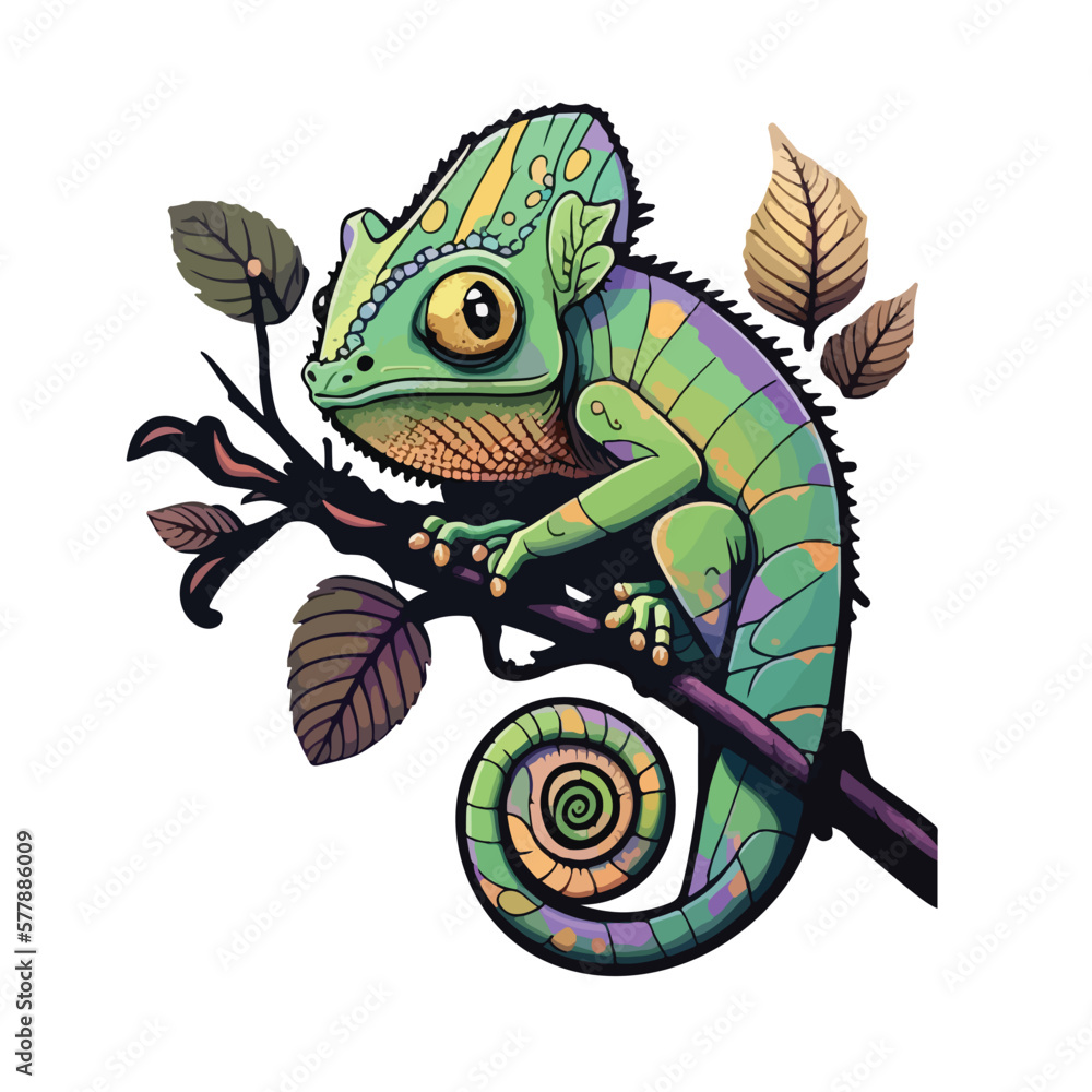 Fototapeta premium cute chameleon cartoon style