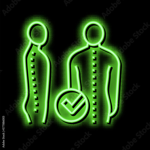 correct posture neon glow icon illustration