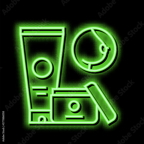 nipple oitment and cream for breast neon glow icon illustration