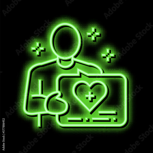 volunteer homecare service neon glow icon illustration