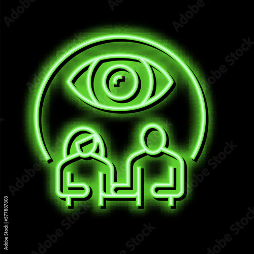 conjugal supervision neon glow icon illustration