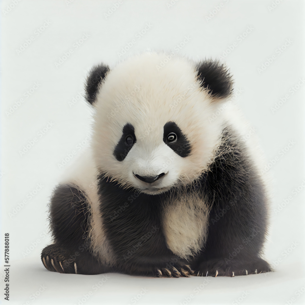 baby panda, cute, white background