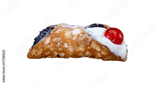 Sicilian cannoli, traditional dessert typical of Sicily pastry, transparent background, png