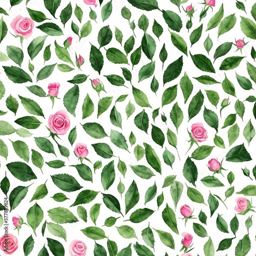seamless pattern with red roses watercolor