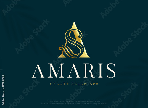 letter a s beauty monogram serif logo design