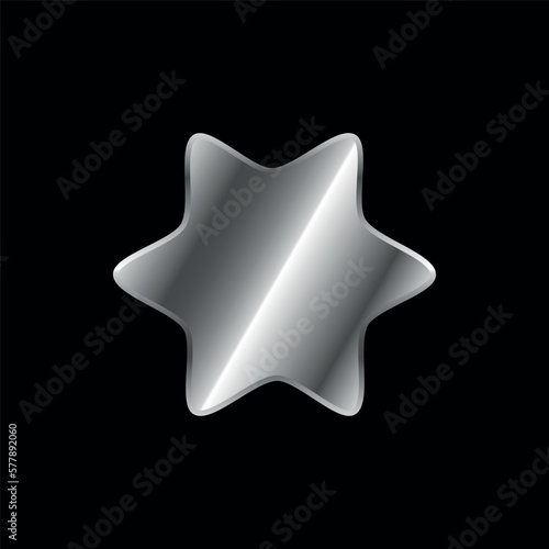 Silver Star Decorative Icon Vector Template 