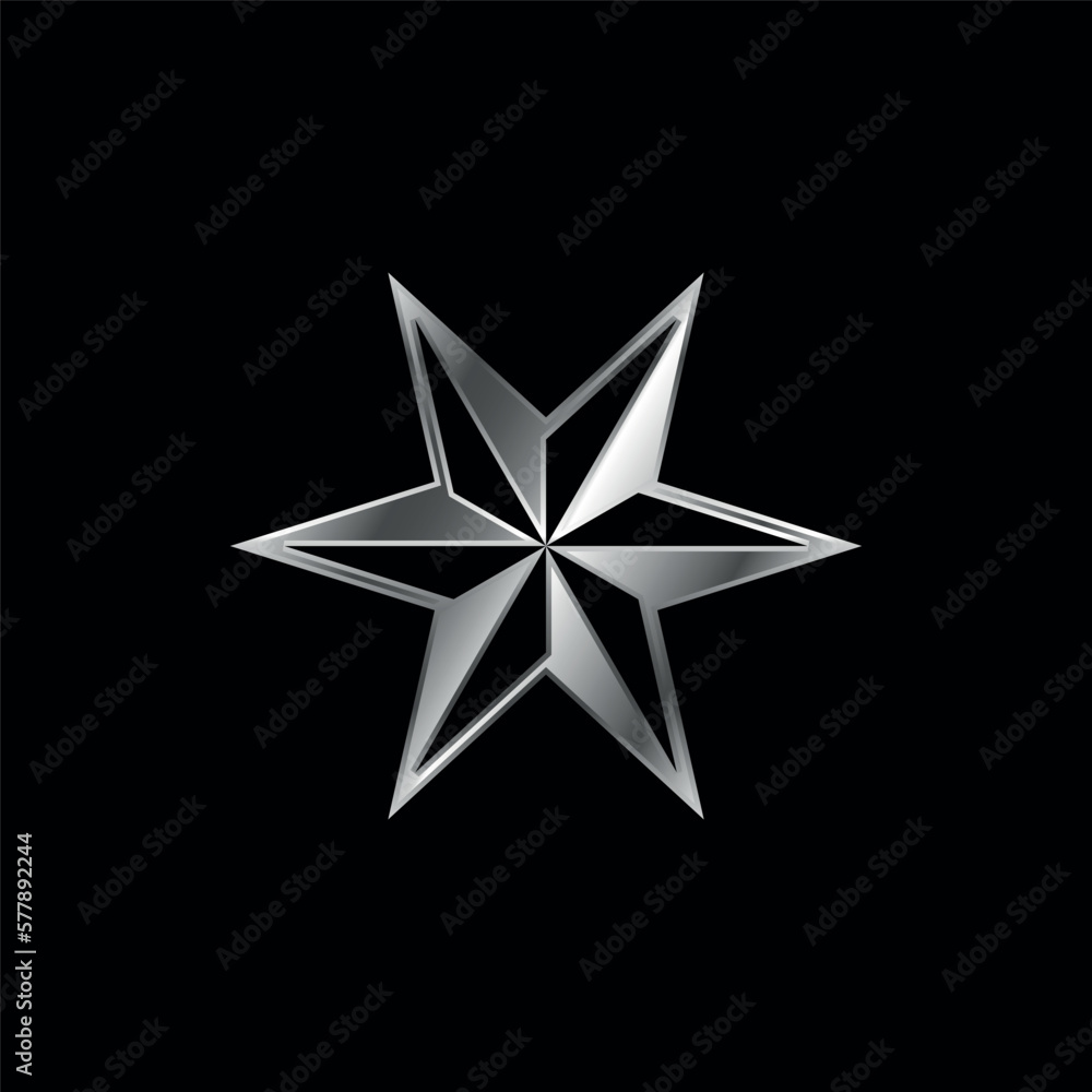 Obraz premium Silver Star Decorative Icon Vector Template 