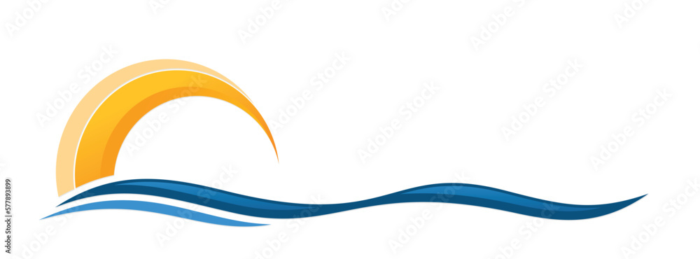 Sun and Blue Wave Symbol. Sun and Blue Wave Symbol.