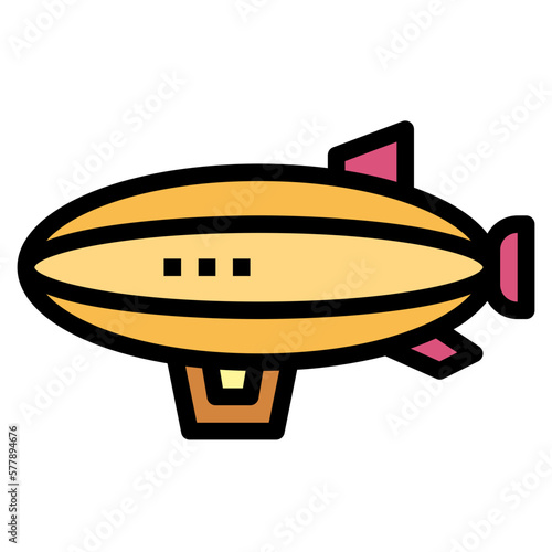 Hot Airship filled outline icon style