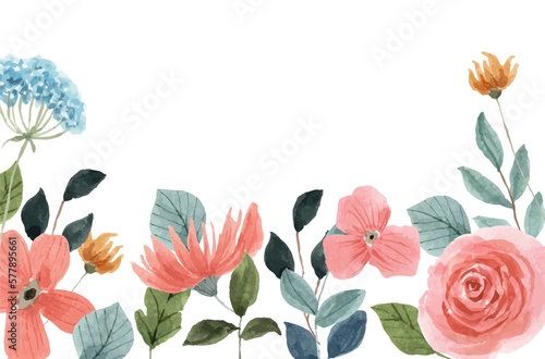 peach floral watercolor border