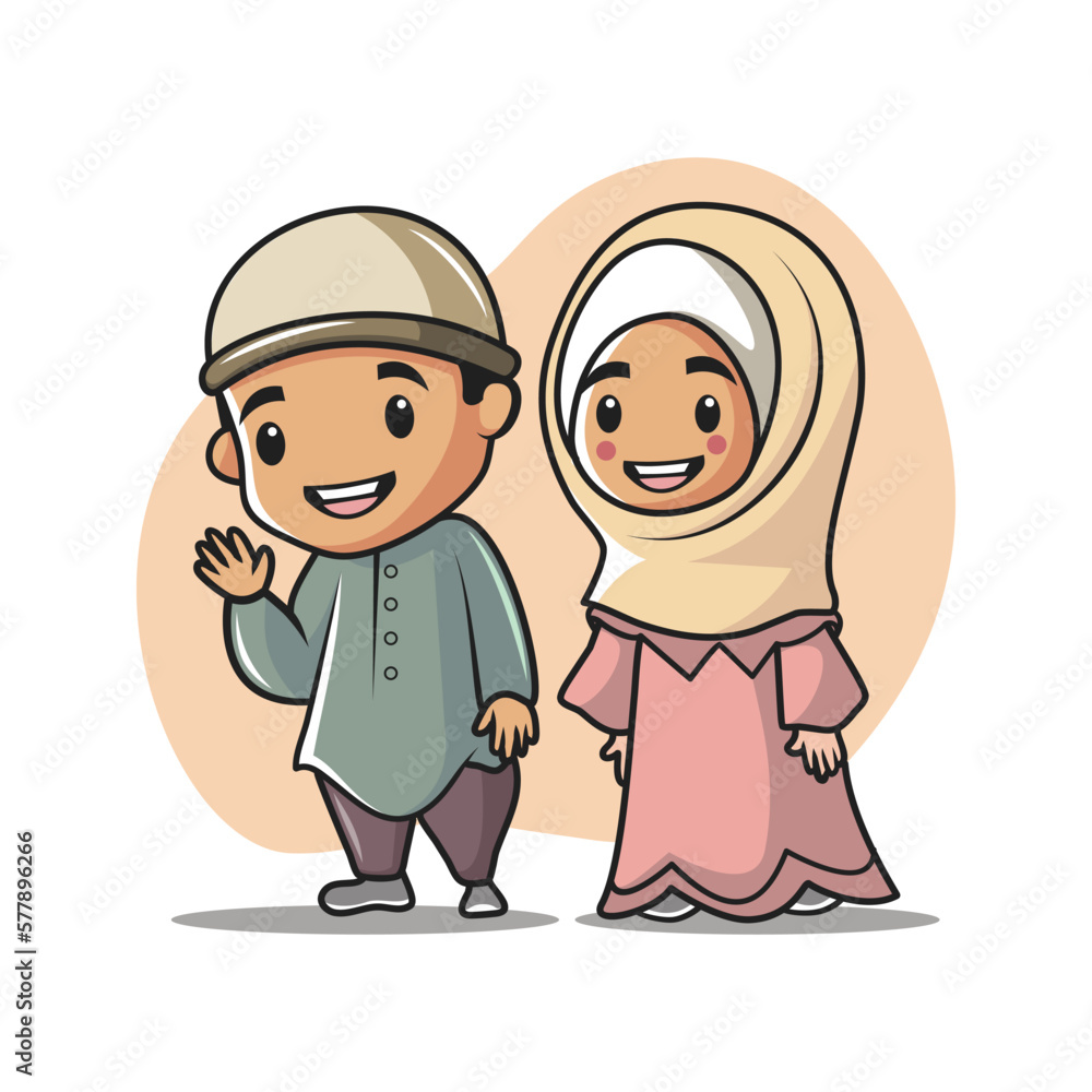 muslim people cartoon cute version vector illustration muslim people cartoon cute version vector illustration