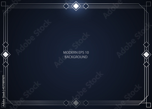 Modern minimalist silver frame on dark blue background