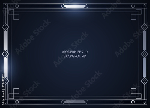 Modern minimalist silver frame on dark blue background