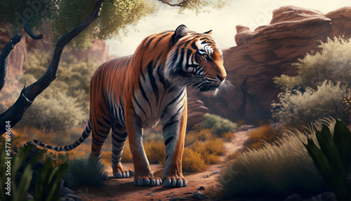 tiger in the wild, Generative AI © Smilego