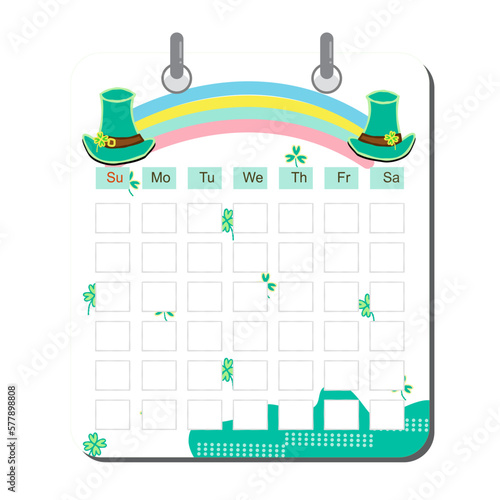 Cute pastel colorful blank Calendar template 