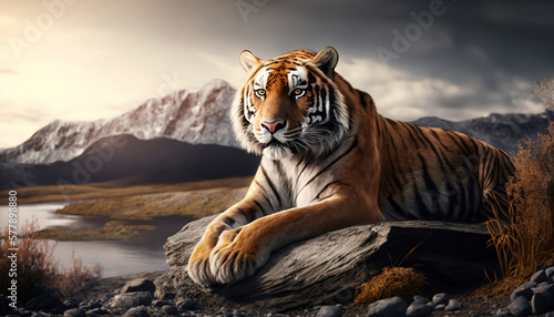 tiger in the water  Generative AI