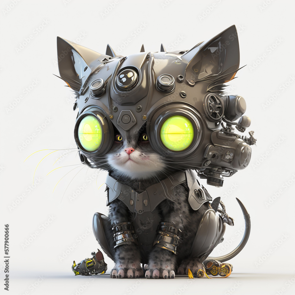 Cyberpunk Cat Character created with Generative AI Technology Cyberpunk Cat Character created with Generative AI Technology