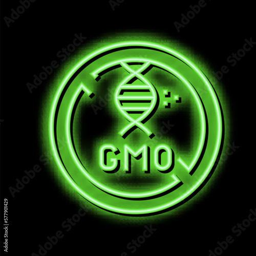 gmo genetic product free neon glow icon illustration