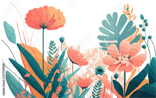 t-shirt colorful floral design and Transparent background. Flower print and slogan. For t-shirt or other uses, in vector.