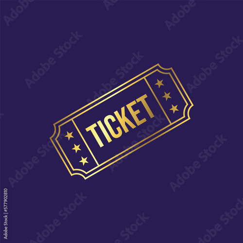 Gold Color Ticket Icon Template