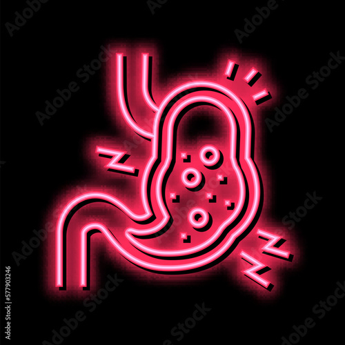 stomach upset neon glow icon illustration