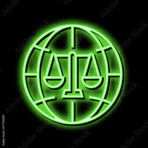 international jurisprudence neon glow icon illustration