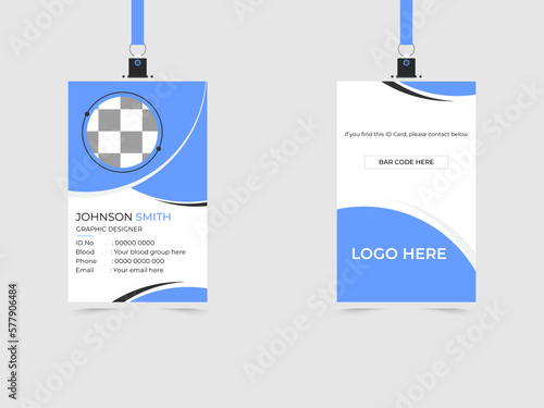 Professional Identity Card Template Vector for Employee and Others, Modern Identity Card, Employee Id Card for Your Business or Company,  Vector design template,  corporate business template badge pas