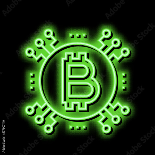 cryptocurrency ico neon glow icon illustration