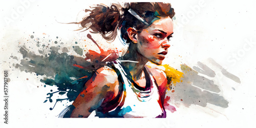 Watercolor fitness concept . Generative Ai