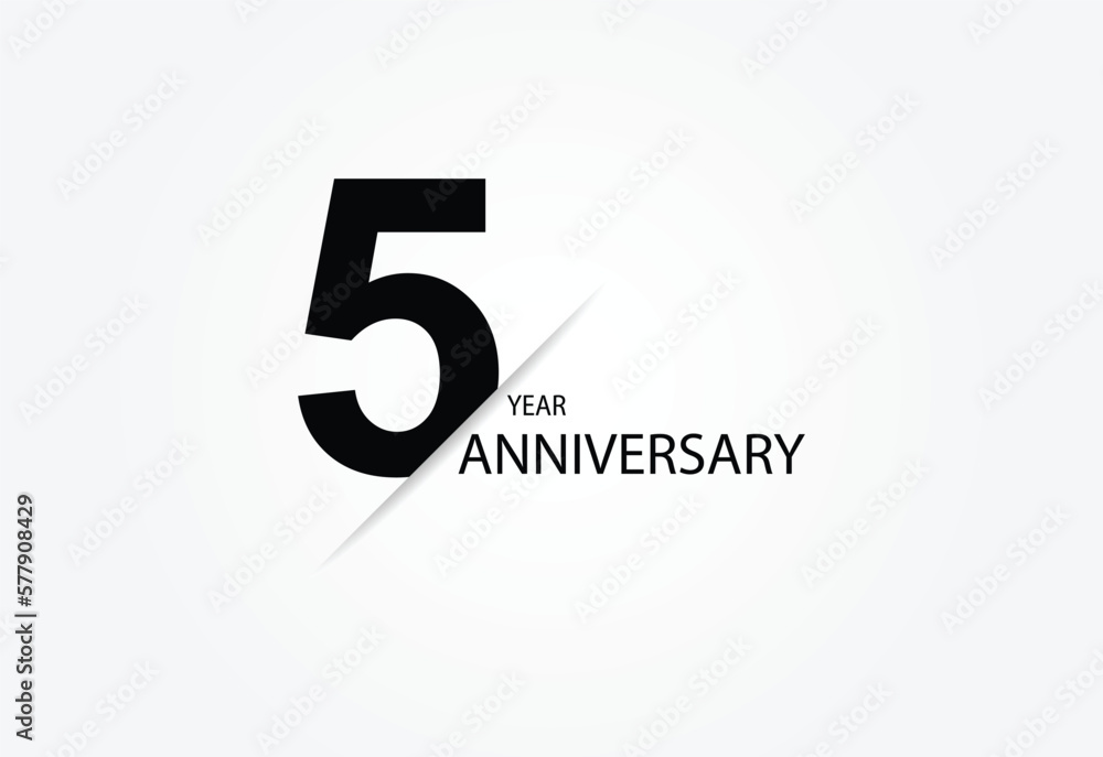 5 years anniversary logo template isolated on white, black and white background. 5th anniversary logo. 5 years anniversary logo template isolated on white, black and white background. 5th anniversary logo.