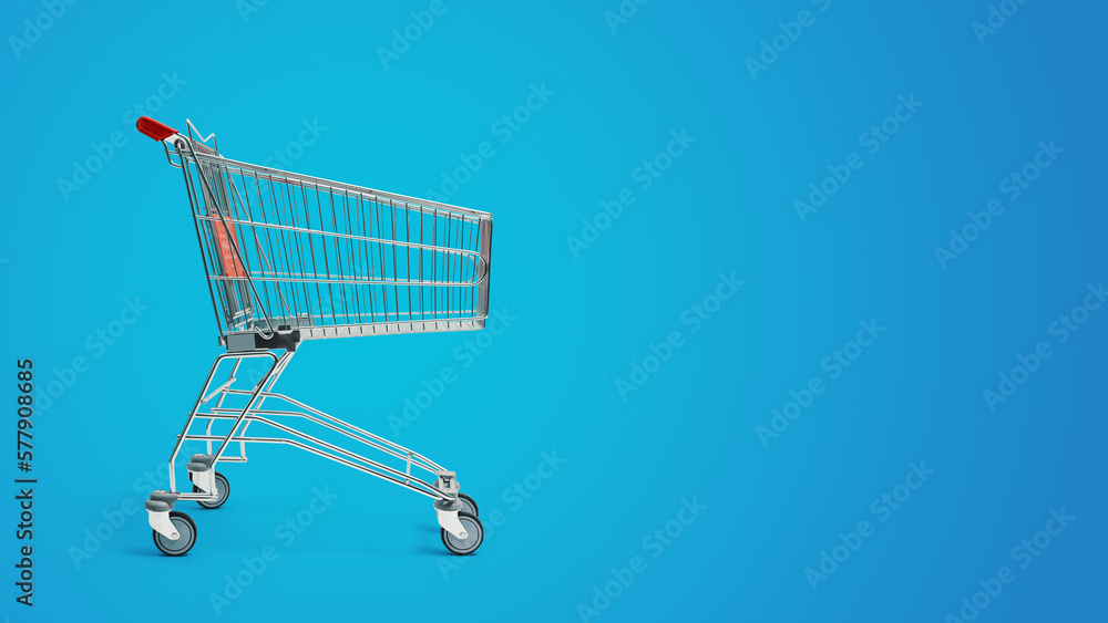 Empty small supermarket shopping cart Empty small supermarket shopping cart