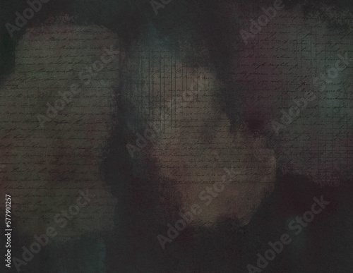 Dark textured script background paper
