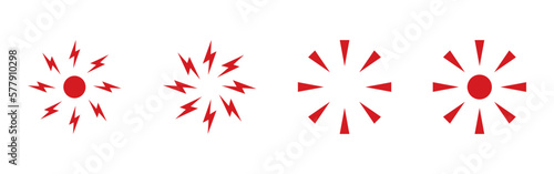 Pain point icons set. Pain red circles mark. Target spot symbols for medical design. Concept killer for headaches, abdominal aches. Editable stroke. Vector illustration isolated on white background.