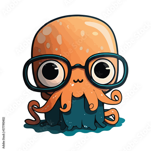 cute squid cartoon style